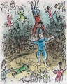Die Akrobaten Farblithographie des Zeitgenossen Marc Chagall